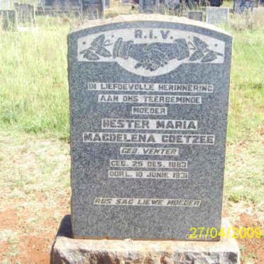 COETZEE Hester Maria Magdelena nee VENTER 1883-193?