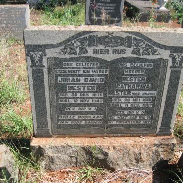 BESTER Johan David 1876-1942 &amp; Hester Catharina CROUSE 1881-1967