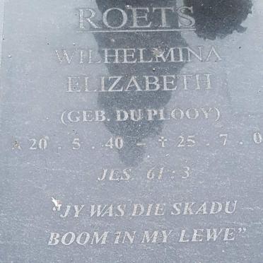 ROETS Wilhelmina Elizabeth nee DU PLOOY 1940-2003