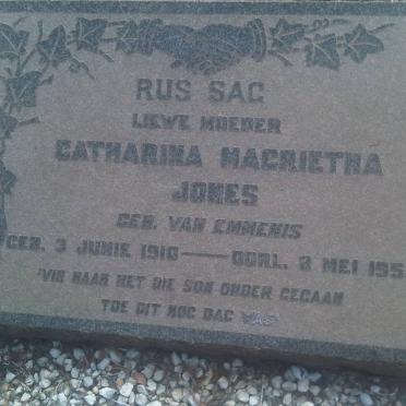 JONES Catharina Magrietha nee VAN EMMENIS 1910-1954