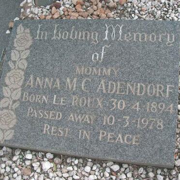 ADENDORFF Anna M.C. nee LE ROUX 1894-1978
