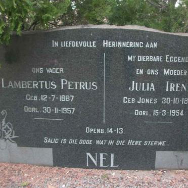 NEL Lambertus Petrus 1887-1957 &amp; Julia Irene JONES 1893-1954
