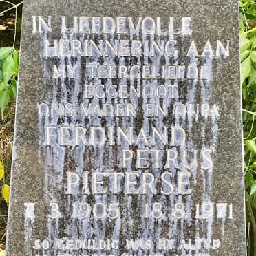 PIETERSE Ferdinand Petrus 1905-1971