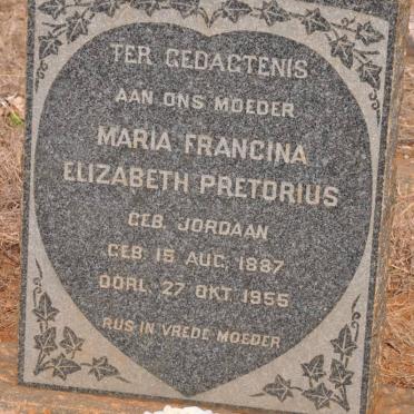 PRETORIUS Maria Francina Elizabeth nee JORDAAN 1887-1955