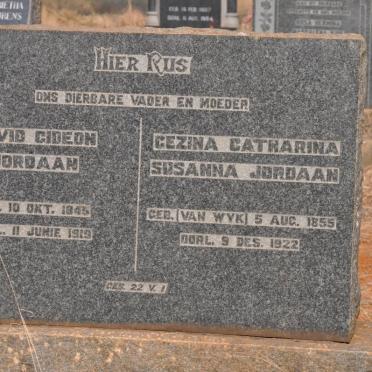 JORDAAN David Gideon 1845-1919 &amp; Gezina Catharina Susanna VAN WYK 1855-1922