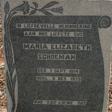 SCHOEMAN Maria Elizabeth 1914-1939