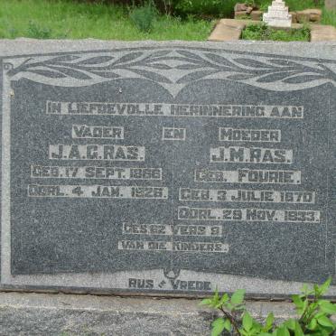 RAS J.A.G. 1866-1926 &amp; J.M. FOURIE 1870-1933
