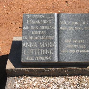 LOTTERING Anna Maria nee FERREIRA 1877-1964