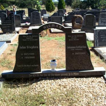 NIEMAN John Stephen 1940-2000 &amp; Johanna Cathrina PRINSLOO 1944-