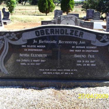 OBERHOLZER Barend Paul 1887-1966 &amp; Jacoba Elizabeth STOLTZ 1887-1967