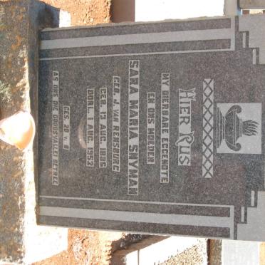 SNYMAN Sara Maria nee J. VAN RENSBURG 1886-1952