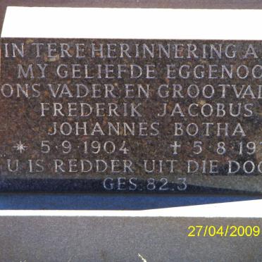 BOTHA Frederik Jacobus Johannes 1904-1979