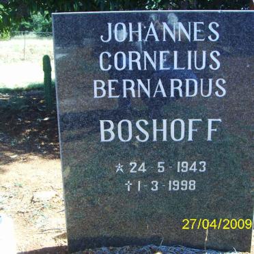 BOSHOFF Johannes Cornelius Bernardus 1943-1998