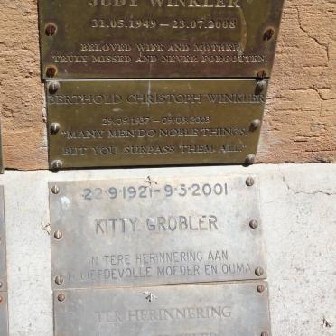 WINKLER Berthold Christoph 1937-2003 &amp; Judy 1949-2008 :: GROBLER Kitty 1921-2001