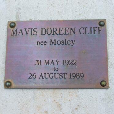 CLIFF Mavis Doreen nee MOSLEY 1922-1989