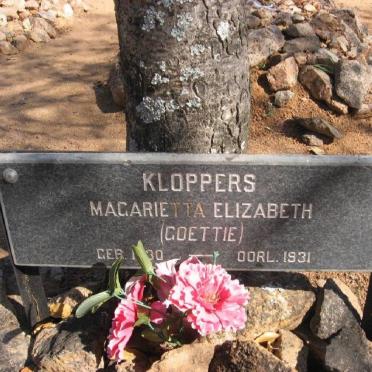 KLOPPERS Magarietta Elizabeth 1930-1931