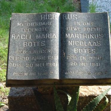 BOTES Ragel Maria nee KRUGER 1916-1941 ::  BOTES Marthinus Nicolaas -1941