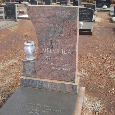 BEKKER Melva Ida nee BUNGE 1920-1994
