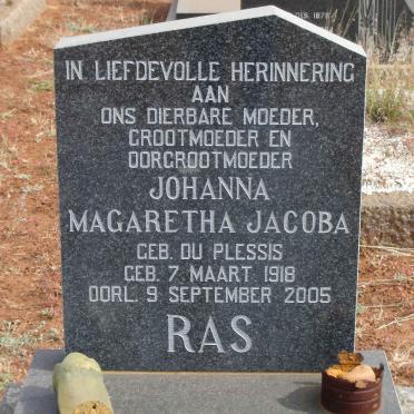RAS Johanna Magaretha Jacoba nee DU PLESSIS 1918-2005