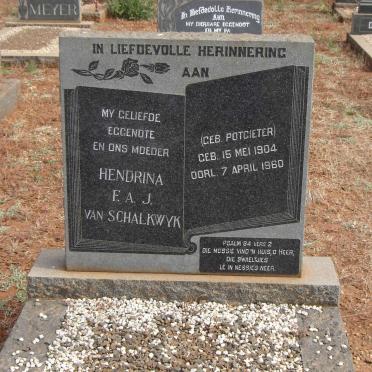SCHALKWYK Hendrina F.A.J., van nee POTGIETER 1904-1960