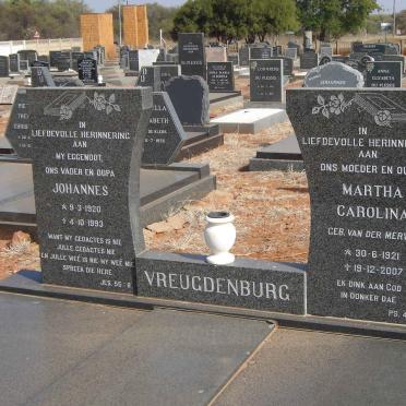 VREUGDENBURG Johannes 1920-1993 &amp; Martha Carolina VAN DER MERWE 1921-2007