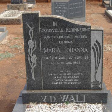 WALT Maria Johanna, v.d. nee V.D. WALT 1891-1969