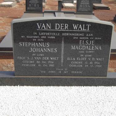WALT Stephanus Johannes, van der 1906-1987 &amp; Elsje Magdalena ELOFF 1906-2000