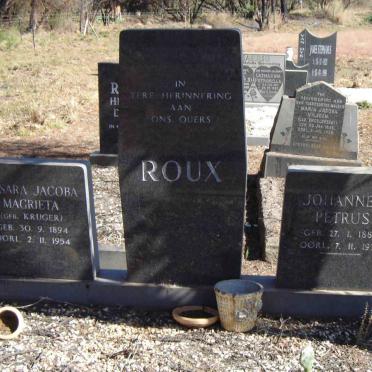 ROUX Johannes Petrus 1884-1936 &amp; Susara Jacoba Magrieta KRUGER 1894-1954