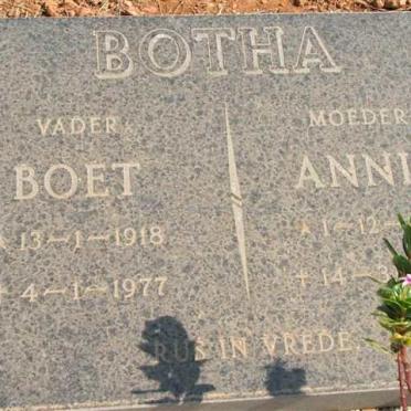 BOTHA Boet 1918-1977 &amp; Annie 19?8 - 1980
