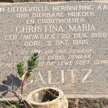 CALITZ Christina Maria geb. MEINTJES 1888-1965