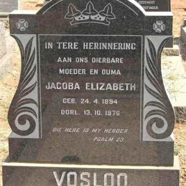 VOSLOO Jacoba Elizabeth 1894-1976