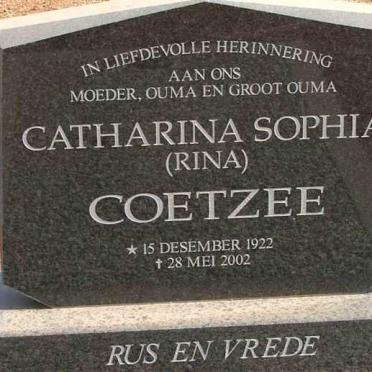 COETZEE Catharina Sophia 1922-2002