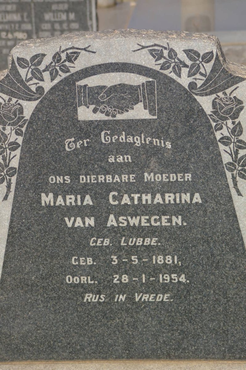 ASWEGEN Maria Catharina, van nee LUBBE 1881-1954