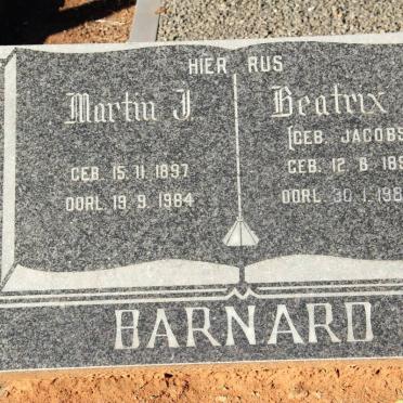 BARNARD Martin J. 1897-1984 &amp; Beatrix J. JACOBS 1898-1987