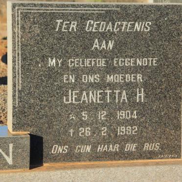 BRUYN Jeanetta H., de 1904-1992