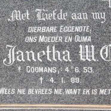 BADENHORST Janetha W.C. nee COOMANS 1953-1989