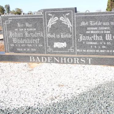 BADENHORST Johan Hendrik 1973-1994 :: Janetha W.C. nee COOMANS 1953-1989