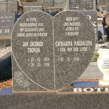 BOTES Jan Jacobus Thomas 1929-1998 &amp; Catharina Magdalena van der LINDE 1936-