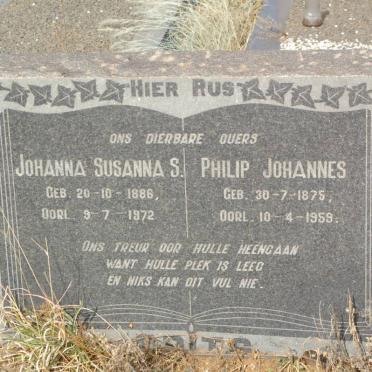 BRITS Philip Johannes 1875-1959 &amp; Johanna Susanna S. 1886-1972