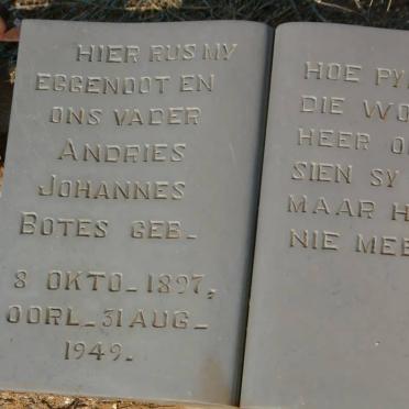 BOTES Andries Johannes 1897-1949 &amp; Isabella Hendrika ENSLIN 1900-1955