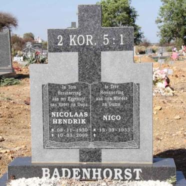 BADENHORST Nicolaas Hendrik 1930-2009 &amp; Nico 1933-