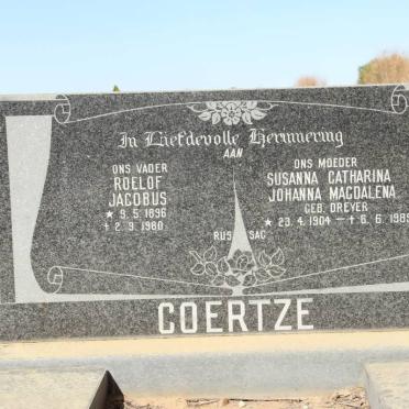 COERTZE Roelof Jacobus 1896-1980 &amp; Susanna Catharina Johanna Magdalena DREYER 1904-1989