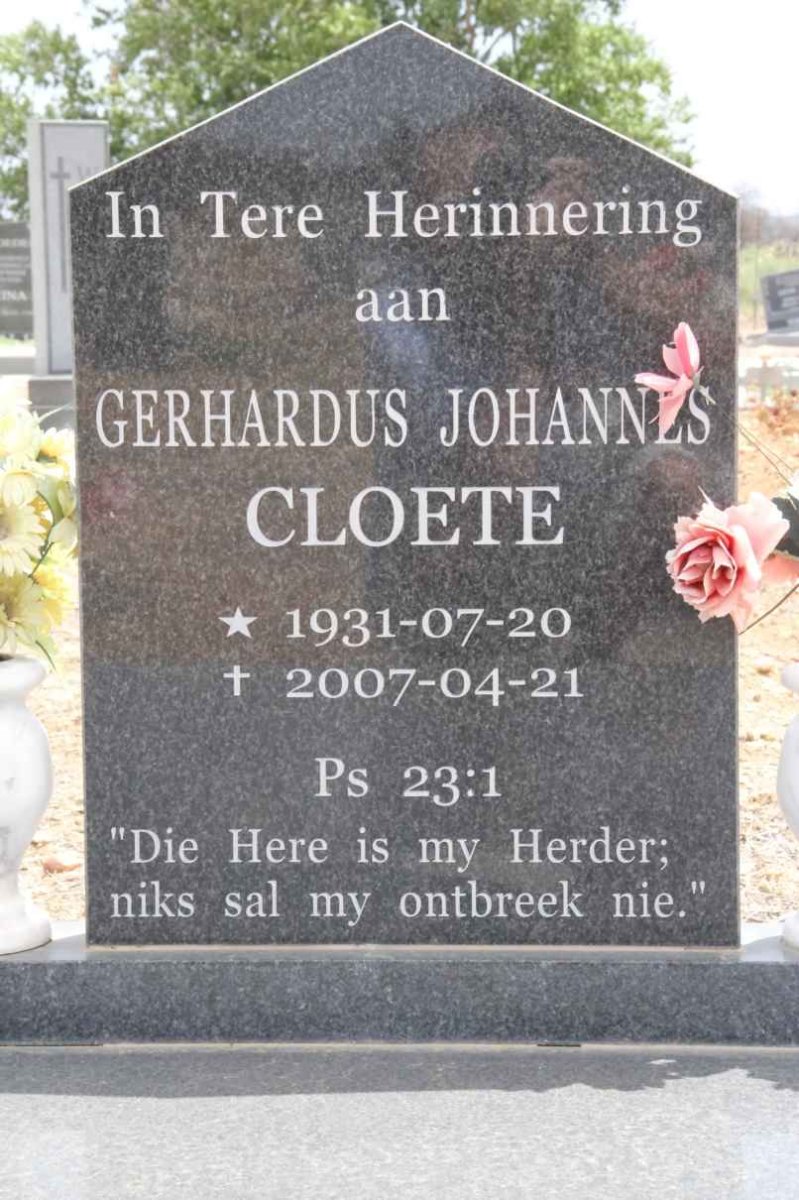 CLOETE Gerhardus Johannes 1931-2007