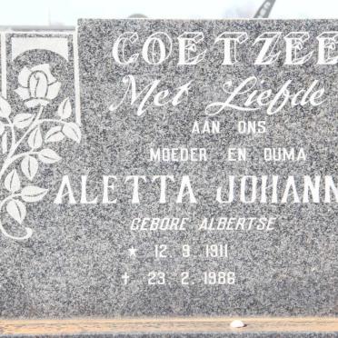 COETZEE Aletta Johanna nee ALBERTSE 1911-1986