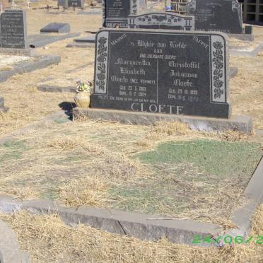 CLOETE Christoffel Johannes 1898-1978 &amp; Margaretha Elizabeth VERWEY 1903-1964
