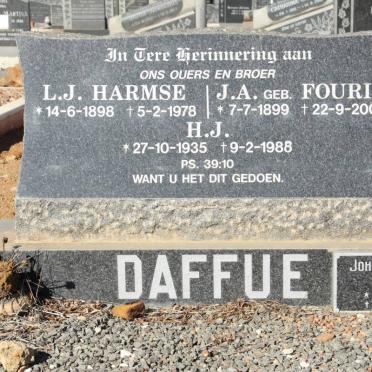 DAFFUE L.J. Harmse 1898-1978 &amp; J.A. FOURIE 1899-2000 :: DAFFUE J.P. 1925-2002 :: DAFFUE H.J. 1935-1988