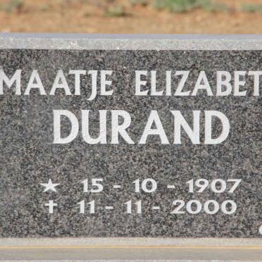 DURAND Maatje Elizabeth 1907-2000
