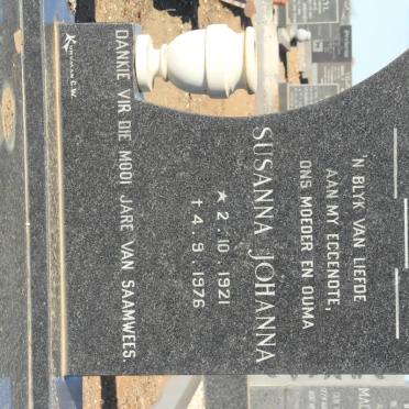 DYK Johannes Jacobus, van 1919-1988 &amp; Susanna Johanna 1921-1976
