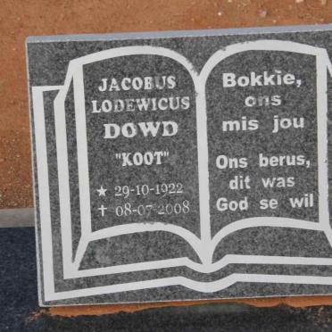 DOWD Jacobus Lodewicus 1922-2008