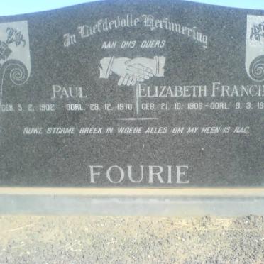 FOURIE Paul 1902-1970 &amp; Elizabeth Francina 1908-1971